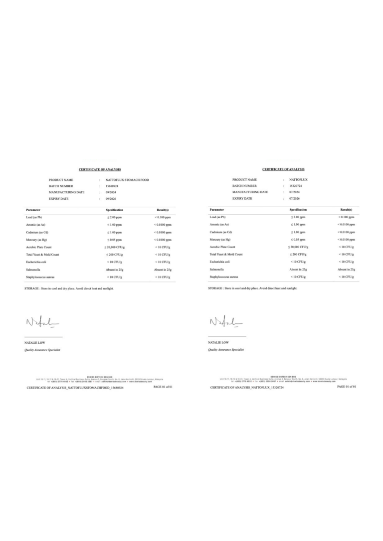 COA Nattoflux Rapid Relief