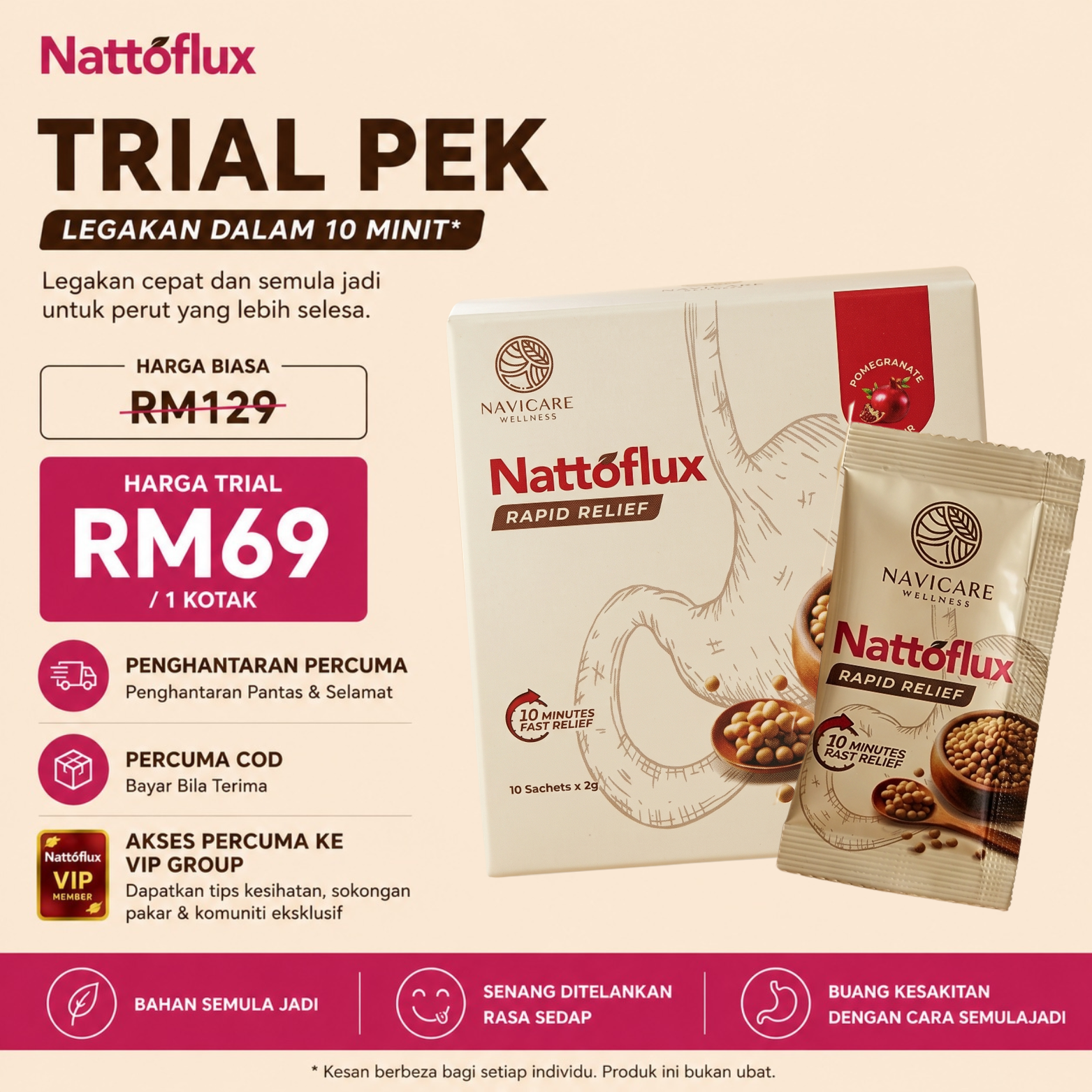 Nattoflux Rapid Relief Trial Pek 1 kotak